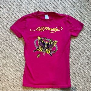 Ed Hardy pink girls tee size 14
